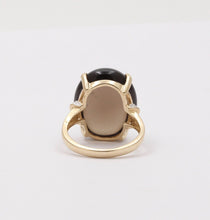 Load image into Gallery viewer, Vintage 10K Yellow Gold Smoky Topaz & Diamond Ring. Cocktail Ring
