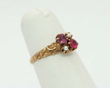 Load image into Gallery viewer, Victorian 14K Rose Gold Seed Pearl Ruby Promise Ring