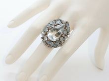 Load image into Gallery viewer, Large Aquamarine Diamonds 18K White Gold Statement Cocktail Ring