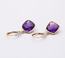 Load image into Gallery viewer, Sweet Vintage 14K Yellow Gold Amethyst Earrings