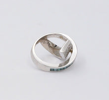 Load image into Gallery viewer, Cool Unisex Geometric Diamonds White Blue Diamonds 14K White Gold Ring