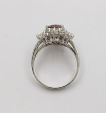 Load image into Gallery viewer, Vintage 14K White Gold Pink Spinel Diamond Alternative Engagement Ring