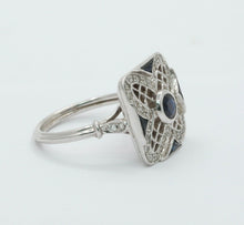 Load image into Gallery viewer, Vintage 18K White Gold Sapphire & Diamond Alternative Engagement Ring