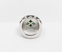 Load image into Gallery viewer, Vintage 18K White Gold Green Tourmaline & Diamonds Dome Ring