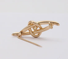 Load image into Gallery viewer, Vintage 14K Rolled Gold Old European Cut Diamond Brooch, Antique Pin