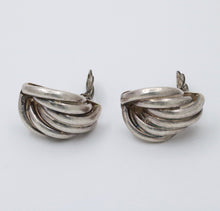 Load image into Gallery viewer, Vintage Mexico Sterling Silver Geometric Large Clip On Earrings