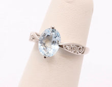 Load image into Gallery viewer, Vintage Ladies Natural Aquamarine Diamonds 14K White Gold Ring