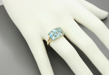 Load image into Gallery viewer, Vintage 10K Yellow Gold Blue Topaz Cluster Ring