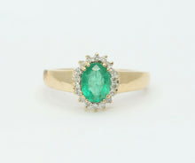 Load image into Gallery viewer, Vintage 14K Yellow Gold Diamond Emerald Ring