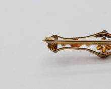 Load image into Gallery viewer, Victorian 10K Diamond Rose Yellow Gold Brooch Pin