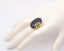 Load image into Gallery viewer, Vintage 18K Yellow Gold Blue Goldstone Statement Ring