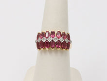 Load image into Gallery viewer, Beautiful Tourmaline Diamonds 14K Yellow White Gold Vintage Cluster Band