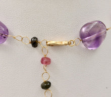 Load image into Gallery viewer, Colorful 14K Yellow Gold Beaded Multi Color Gemstone Necklace.