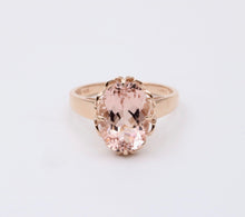 Load image into Gallery viewer, Sweet 14K Rose Gold Peach Morganite Solitaire Ring, Cocktail Ring