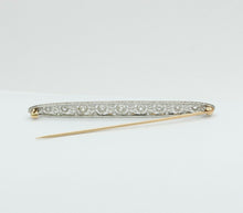 Load image into Gallery viewer, Art Deco Platinum 14K Yellow Gold Diamond Bar Pin