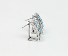 Load image into Gallery viewer, Vintage 18K White Gold Blue Topaz Huggies