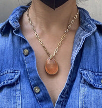 Load image into Gallery viewer, Large Checkerboard Cut Approx 50 Carats Fire Opal Diamond Pendant, Necklace.