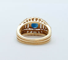 Load image into Gallery viewer, Vintage Ladies Blue Sapphire Diamonds 18K Yellow Gold Ring
