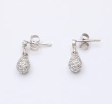Load image into Gallery viewer, Vintage 14K White Gold Diamond Dangling Earrings