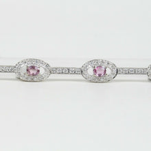 Load image into Gallery viewer, Vintage 18K White Gold Pink Sapphire Diamond Bracelet