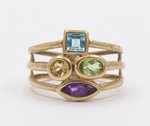Load image into Gallery viewer, Vintage 10K Yellow Gold Multi Color Gem Stones Ring
