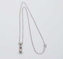 Load image into Gallery viewer, Vintage 14K White Gold Three Diamond Pendant, Necklace