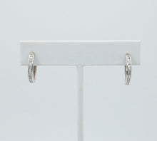 Load image into Gallery viewer, Mini Channel-Set 14K White Gold Diamond Huggie Hoop Earrings