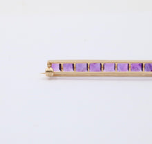 Load image into Gallery viewer, Victorian Emerald Cut Amethyst 14K Yellow Gold Bar Pin Brooch
