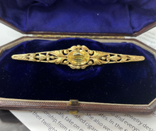 Load image into Gallery viewer, Antique Art Nouveau 14K Yellow Gold Citrine Bar Brooch, Pin