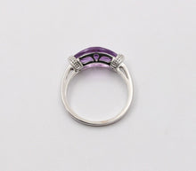 Load image into Gallery viewer, Vintage Amethyst Diamonds 10K White Gold Ring