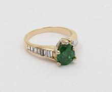Load image into Gallery viewer, Vintage 14K Yellow Gold Tsavorite Garnet Diamond Ring