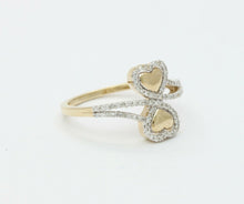 Load image into Gallery viewer, Vintage 10K Double Heart Diamond Ring