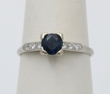 Load image into Gallery viewer, Vintage Platinum Sapphire & Diamond Ring Band, Engagement Ring