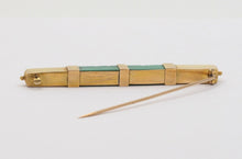 Load image into Gallery viewer, Art Deco Geometric Bar Brooch Malachite 14K Yellow Gold