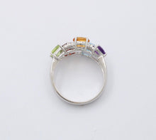 Load image into Gallery viewer, Vintage Multistone 14K White Gold Geometric Ring