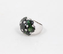 Load image into Gallery viewer, Vintage 18K White Gold Green Tourmaline & Diamonds Dome Ring