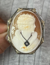 Load image into Gallery viewer, Antique 14K White Gold Diamond Camo Brooch, Pin