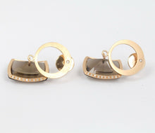 Load image into Gallery viewer, Retro French Denair 18K Rose Gold Smoky Quartz & Diamonds Dangling Earrings