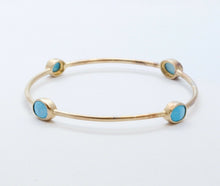 Load image into Gallery viewer, Vintage Ladies Turquoise 925 Gold Vermeil Bangle Bracelet