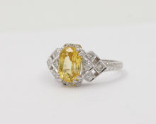 Load image into Gallery viewer, A Gorgeous Cushion Cut Vivid Yellow Sapphire 18K White Gold Diamond