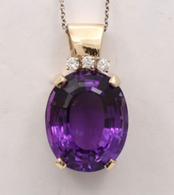 Load image into Gallery viewer, Vintage 14k Gold Amethyst Diamond Pendant.
