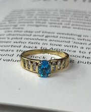 Load image into Gallery viewer, Vintage 14K Yellow Gold Blue Topaz & Diamond Ring, Engagement Ring