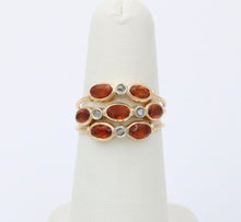 Load image into Gallery viewer, Vintage Portuguese Citrine Diamonds 19K Yellow Gold 3 Piece Ring Set