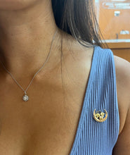 Load image into Gallery viewer, Antique Art Nouveau 10K Gold Leaf & Crescent Moon Pin. Antique Brooch.