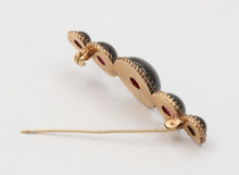 Load image into Gallery viewer, Victorian Cabochon Garnets 14K Yellow Gold Brooch Pin