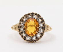 Load image into Gallery viewer, Victorian Citrine and Paste 14K Yellow Gold Ring