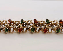 Load image into Gallery viewer, Vintage La Triomphe Diamonds Tourmaline Citrine 14K Yellow Gold Bracelet