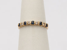 Load image into Gallery viewer, Lovely Channel Set Diamonds Blue Sapphires 14K Yellow Gold Ring