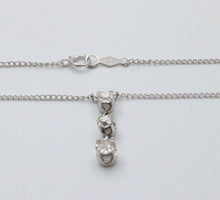 Load image into Gallery viewer, Vintage 14K White Gold Three Diamond Pendant, Necklace