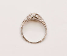 Load image into Gallery viewer, Art Deco Diamond Carved Flowers Platinum Ring
